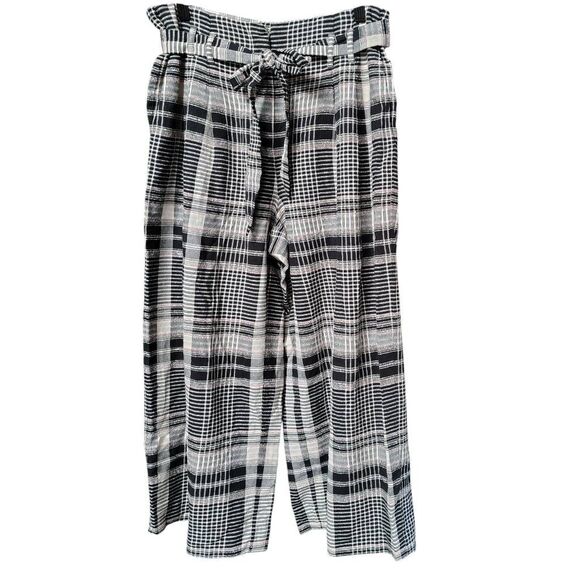 Anthropologie Ettitwa “Luca” Plaid Belted Wide-Leg Crop Pants – Size 10 – NWOT - Picture 2 of 11